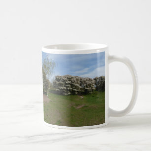 Panoramische Rosinen-Blüte mit der Bank-Tasse Kaffeetasse