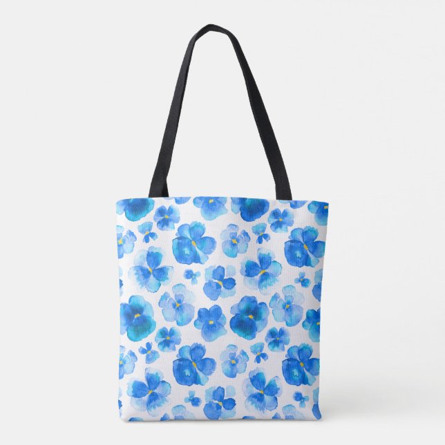 Pansa Blue Blume Aquarelltasche Tasche (Rückseite)