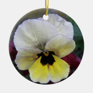 Pansa White and Yellow Custom Birthday Keramikornament