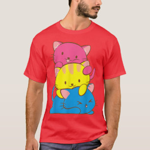 Panseual Kawaii Cat Anime, Pan Pride Art Cute  T-Shirt