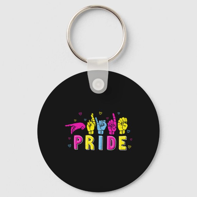 Pansexual ASL Pride Pan Rainbow Sign Language Deaf Schlüsselanhänger (Vorderseite)