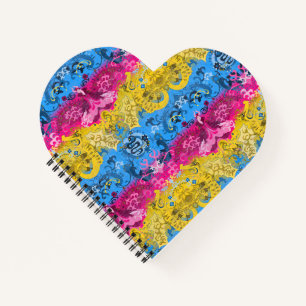 Pansexual Dragon Damask - Farben der Flagge Notizbuch