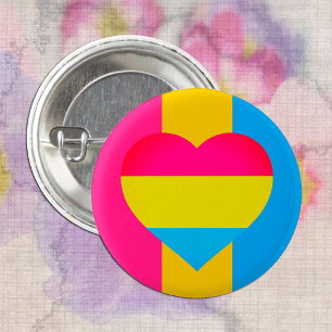 Pansexual Flag, Herz & Stolz Community / Geschlech Button