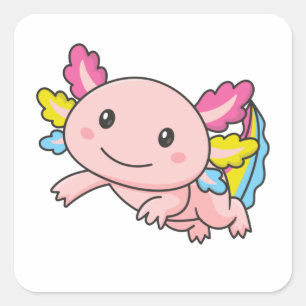 Pansexual Flag June Pride Lgbtq Axolotl Square Sti Quadratischer Aufkleber