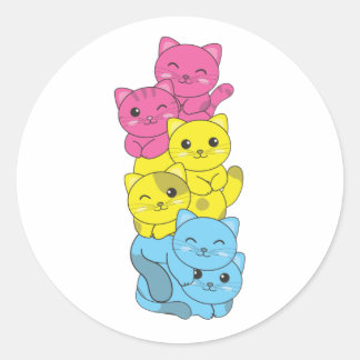 Pansexual Flag Pansexual Pride Lgbtq Niedlich Cat Runder Aufkleber