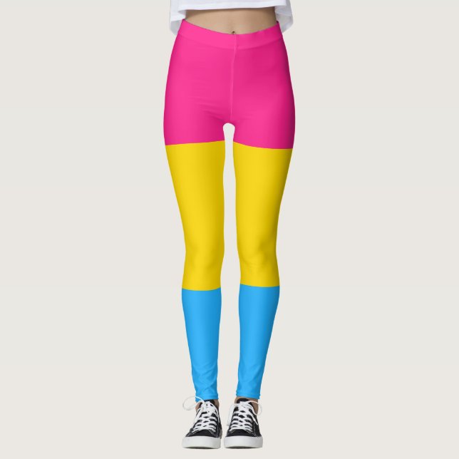 Pansexual Flag Pink Yellow Blue Streifen LGBT Leggings (Vorderseite)