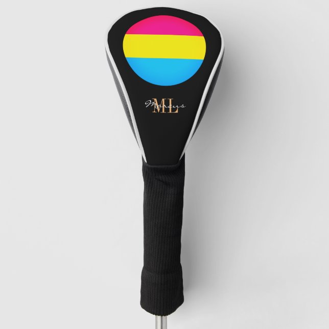 Pansexual Flag & Pride Golf mit Monogramm / LGBT Headcover (Vorderseite)