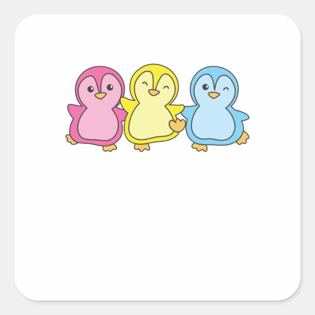 Pansexual Flag Pride Lgbtq Niedlich Pinguin Quadratischer Aufkleber (Vorderseite)