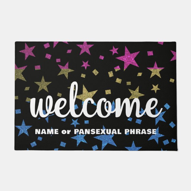 Pansexual Gay Pride Glitzer Stars Neue Zuhause Wil Fußmatte (Vorderseite)