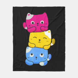 Pansexual Kawaii Cat Anime Art Niedlich Pan Pride Fleecedecke