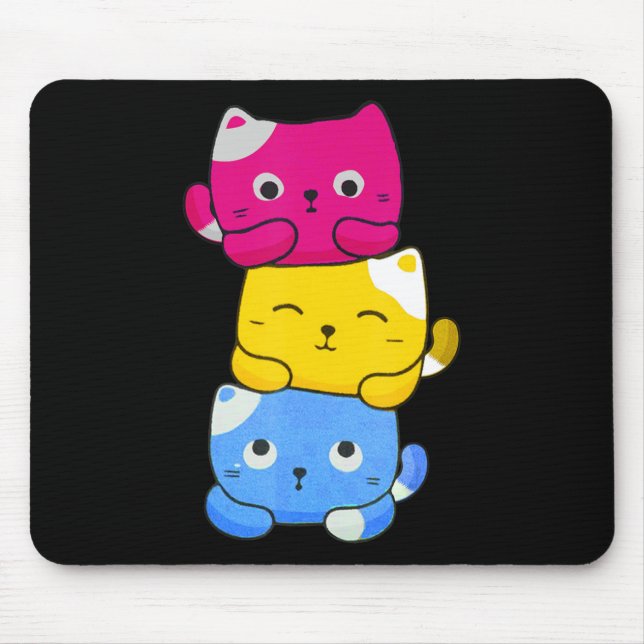 Pansexual Kawaii Cat Anime Art Niedlich Pan Pride  Mousepad (Vorne)