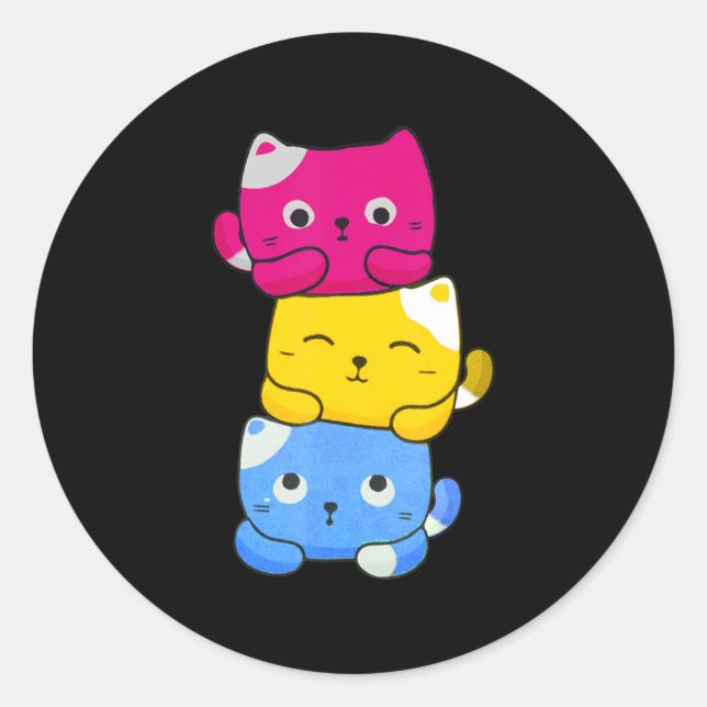 Pansexual Kawaii Cat Anime Art Niedlich Pan Pride  Runder Aufkleber (Vorderseite)
