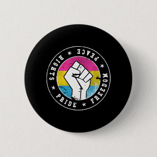 Pansexual LGBT Flag Emblem W grunge Button