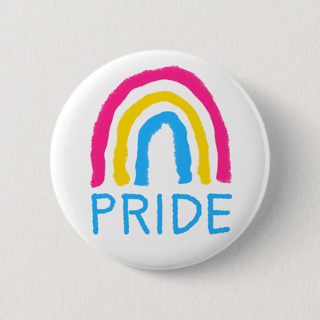 Pansexual Pan Pride Painted Crayon Rainbow Button (Vorderseite)