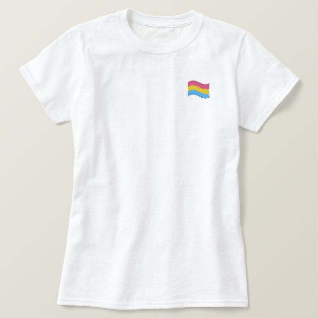 Pansexual Pride Besticktes T-Shirt (Design vorne)