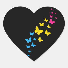 Pansexual Pride Butterfly Trail Herz-Aufkleber