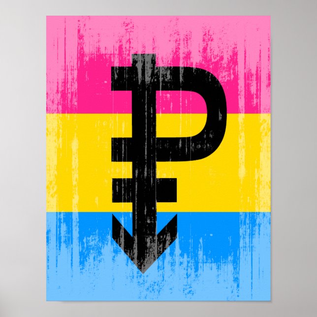 PANSEXUAL PRIDE DISTRESSED DESIGN POSTER (Vorne)
