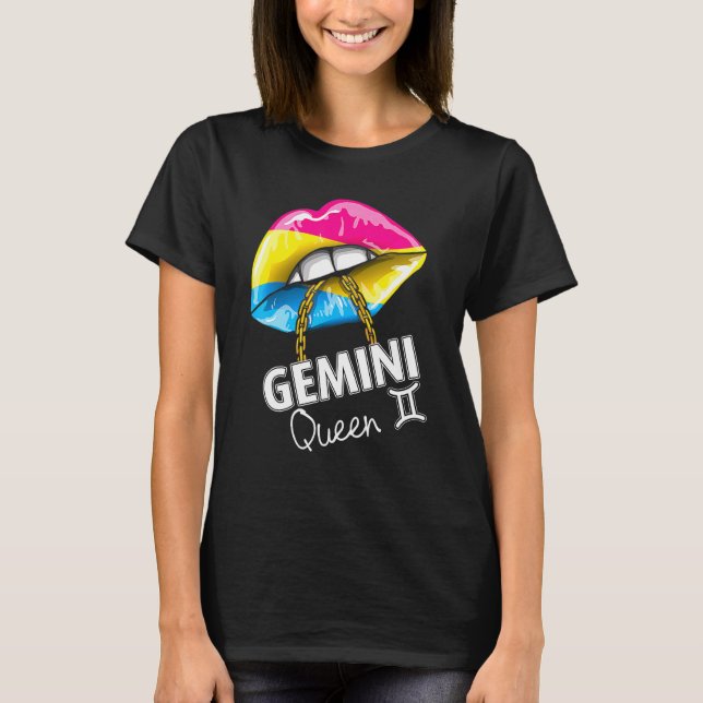 Pansexual Pride Gemini Königin Lips Flag Mai Juni  T-Shirt (Vorderseite)