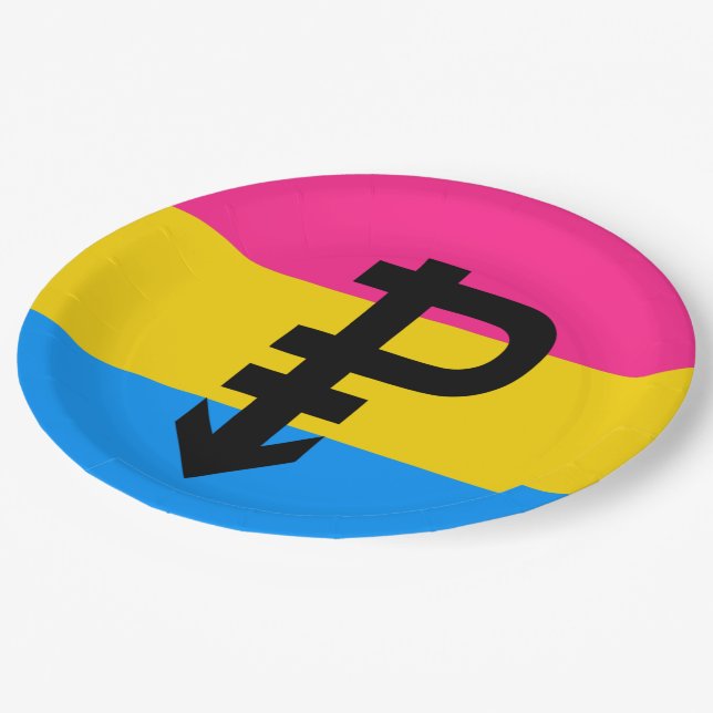 Pansexual-Stolperflagge Pappteller (Schrägansicht)