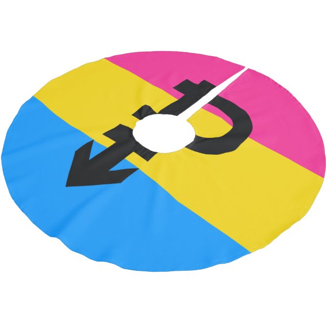 Pansexual-Stolperflagge Polyester Weihnachtsbaumdecke (Schrägansicht)