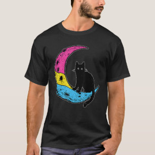 Pansexueller Mond Weltraum Katze Pan Pride Flagge T-Shirt