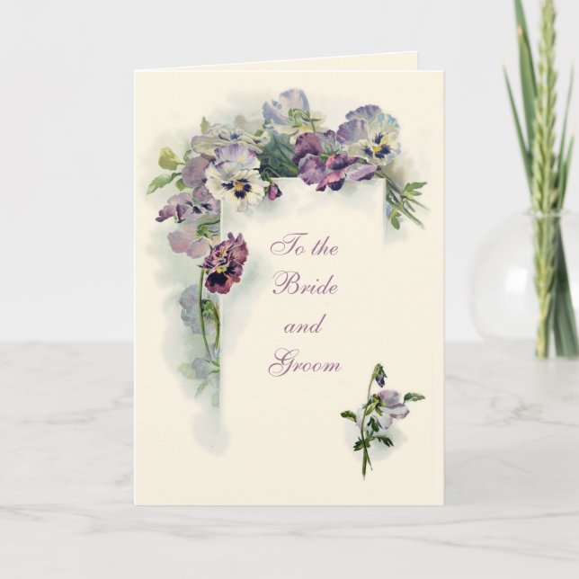 Pansies Art nouveau Mariage Carte Félicitations (Devant)