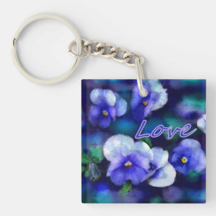 Pansies Bleues Fleur Pansy Floral Turquoise "Amour