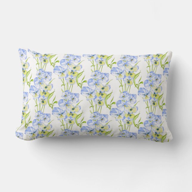 Pansies bleues Icy sur un Coussin Lumbar (Recto)