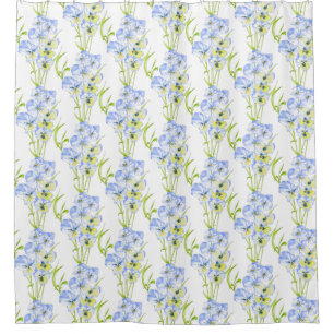Pansies bleues Icy sur un rideau de douche