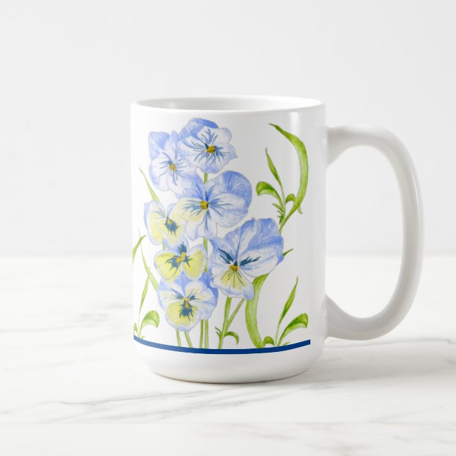 Pansies bleues Icy sur une Mug classique (15 oz.) (Droite)
