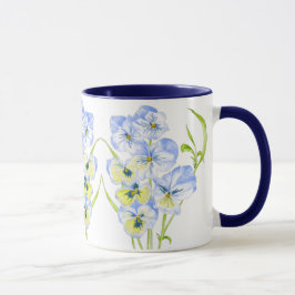 Pansies bleues Icy sur une Mug Combo