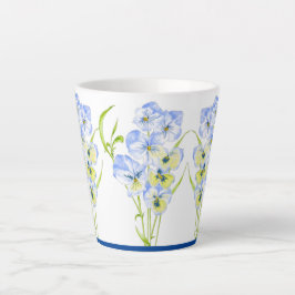 Pansies bleues Icy sur une petite Mug en latte