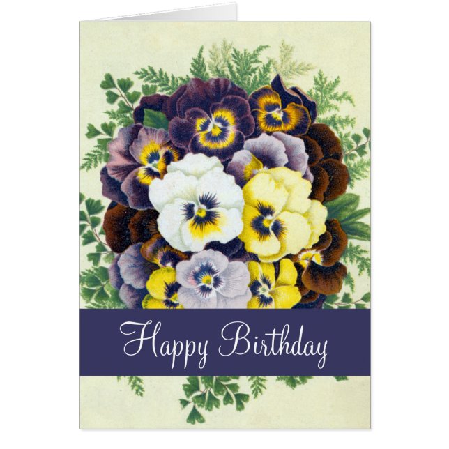 Pansies Bonne Carte de voeux d'anniversaire (Devant)