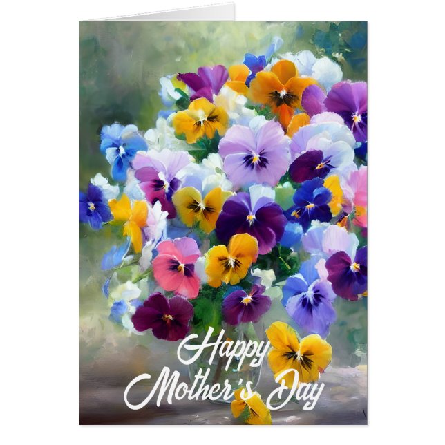 Pansies Bonne carte de voeux pour la fête des mère (Devant)
