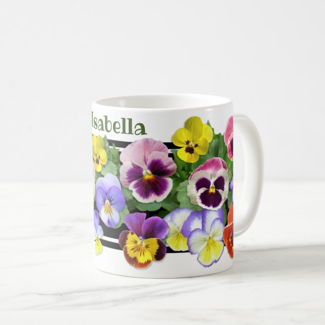 Pansies colorées Café Mug (Devant droit)