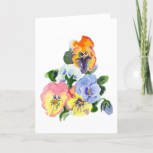 Pansies colorées Carte de remerciements pliée