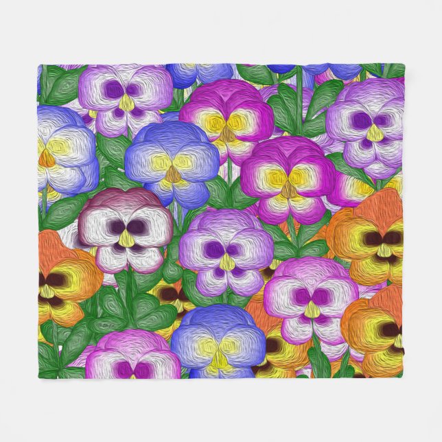 Pansies couverture en polaire moyenne (Devant (Horizontal))