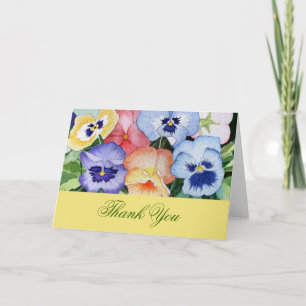 Pansies d'aquarelle carte de remerciements II