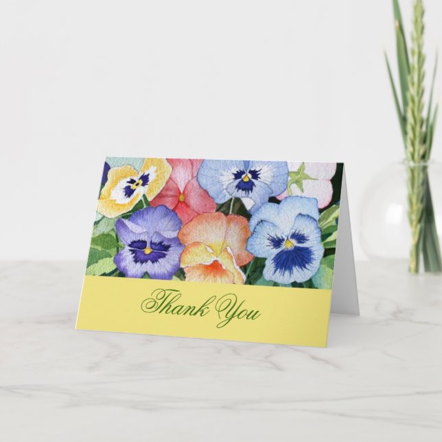 Pansies d'aquarelle carte de remerciements II (Devant)