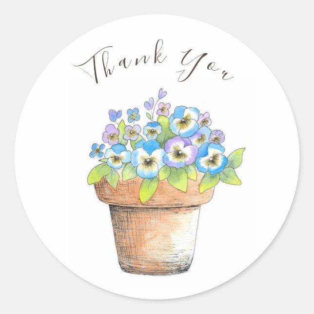Pansies en aquarelle pointillée Sticker rond class (Devant)