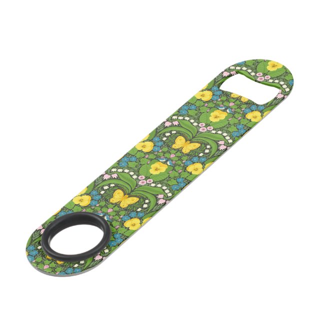 Pansies jaunes, oiseaux et papillons (Devant angulaire)
