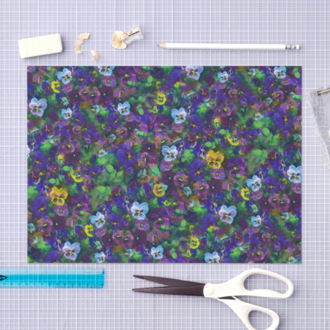 Pansies op 4 seidenpapier (Handwerk)