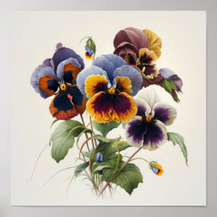 Pansies Pansy Flower Art Imprimer Poster