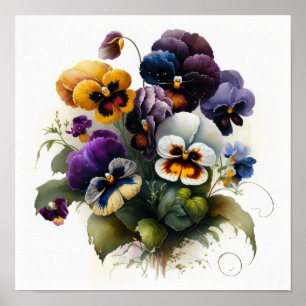 Pansies Pansy Flower Art Imprimer Poster
