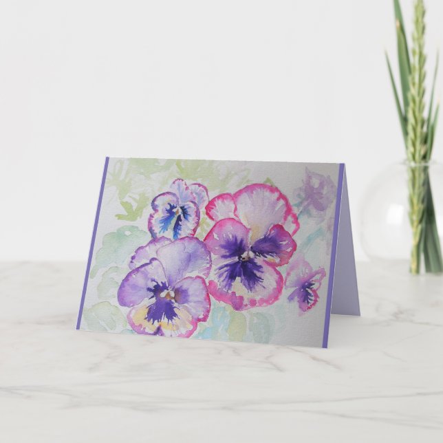 Pansies roses parfaites Carte d'anniversaire (Devant)