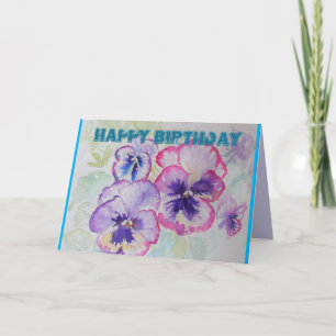 Pansies roses parfaites Carte d'anniversaire