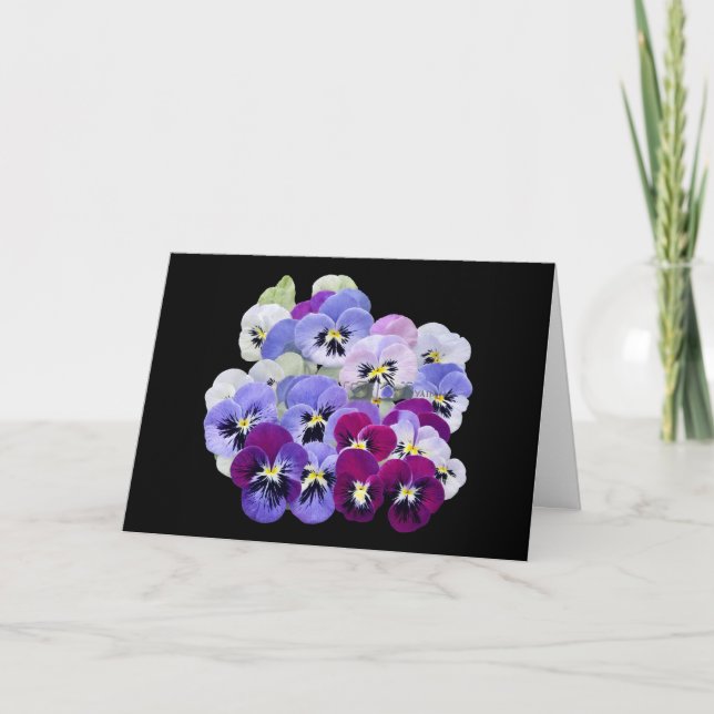 Pansies sur un Merci Arrière - plan noir (Devant)