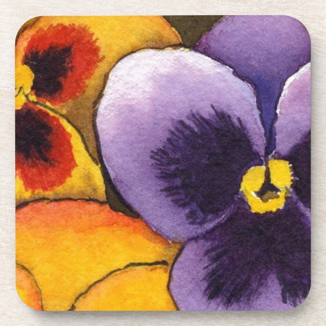 "Pansy #1" Set "Floral Untersetzer" Getränkeuntersetzer (Vorderseite)