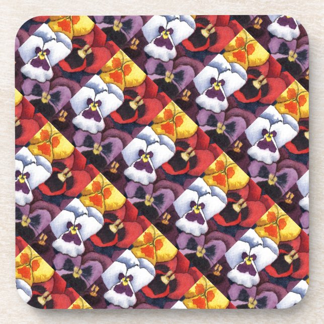 "Pansy #2 Tiled Pattern" Blumenmuster-Untersetzer- Untersetzer (Vorderseite)
