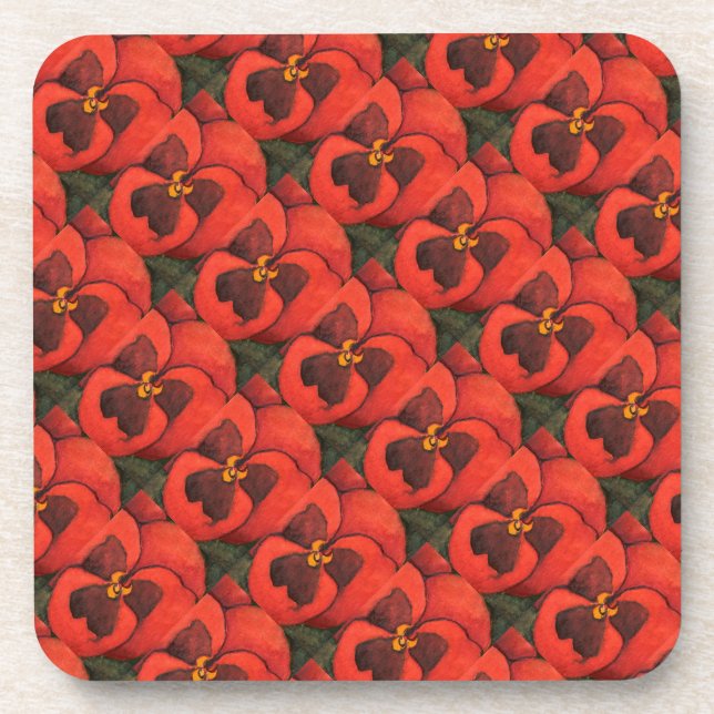 "Pansy #3 Tiled Pattern" Blumenmuster-Untersetzer- Getränkeuntersetzer (Vorderseite)
